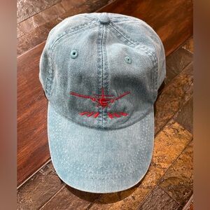 Adams St Barth Teal Cap with Red Embroidery